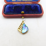Silver Gilt and Abalone Shell Charm Pendant Vintage c1970