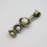 Sterling Silver Triple Button Pearl Graduating Hinged Pendant Modern c1990s