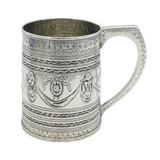 George III Sterling Silver Female Head & Drapery Swags Mug Antique 1807 London
