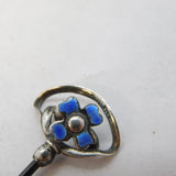Charles Horner Sterling Silver & Enamel Floral Hat Pin Antique c1910s