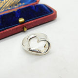 Sterling Silver Figurative Heart Outline Love Ring Vintage c1980