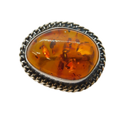Sterling Silver Mounted Baltic Amber Dress Brooch Vintage c1990s
