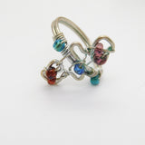 Sterling Silver Ring With Glass Beads Vintage c1970 Size K 1/2