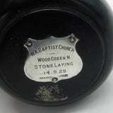 Sterling Silver & Carved Treen 'Wood Green Stone Laying' Commemorative Bell
