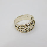 Sterling Silver Swirly Pattern Graduating Band Studio Ring Vintage c1970 Size M