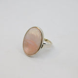 Sterling Silver Natural Pink Shell Statement Ring Vintage c1970 Size O 1/2