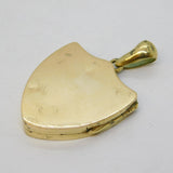 Victorian Gilt Metal Floral Pattern Shield Form Locket Pendant Antique c1880s