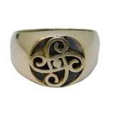 Sterling Silver Patterned Intaglio Signet Dress Ring Vintage c1970 Size T
