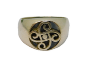Sterling Silver Patterned Intaglio Signet Dress Ring Vintage c1970 Size T
