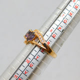 Rose-Gold On Sterling Silver Triple Oval Amethyst Ring Modern c1990 Size R 1/2