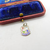 Sterling Silver and Enamel Cardigan Travel Shield Charm Pendant Vintage c1970