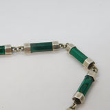 19th Century Scottish Sterling Silver & Malachite Padlock Panel Necklace Antique