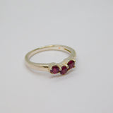 Sterling Silver 3 Pink Topaz Wishbone Dress Ring Vintage c1970 Size N