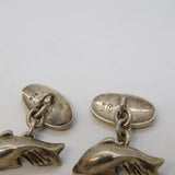 Pair of Sterling Silver Dolphin Form Gents Cufflinks Vintage c1970s