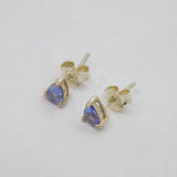 Pair of Sterling Silver Tanzanite Peardrop Minimal Stud Earrings Vintage c1990