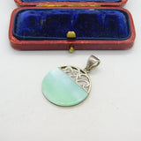 Sterling Silver Blue Mother of Pearl Charm Pendant Vintage c1970