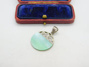 Sterling Silver Blue Mother of Pearl Charm Pendant Vintage c1970
