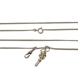19th Century Sterling Silver Long Guard Chain & Watch Key Antique c1890s