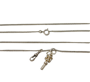 19th Century Sterling Silver Long Guard Chain & Watch Key Antique c1890s