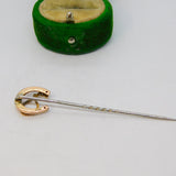 Edwardian 9ct Yellow Gold Lucky Horseshoe Stick Pin Antique c1910