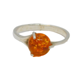 Sterling Silver Baltic Amber Studio Style Band Ring Vintage c1970 Size Q