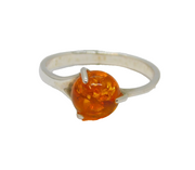 Sterling Silver Baltic Amber Studio Style Band Ring Vintage c1970 Size Q
