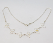 Sterling Silver Cable Link Butterfly Dress Necklace Vintage c2000