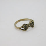 Sterling Silver Art Deco Marcasite Bow Band Ring Antique c1930 Size O 1/2