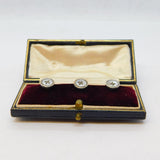Victorian Boxed Set of Rolled Gold & Pearl Collar Studs Antique c1880s