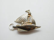 Sterling Silver Little Ship Charm Pendant Vintage c1970