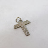 Sterling Silver Textured 'T' Initial Letter Charm Pendant Vintage c1970