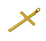 Art Deco 9ct Yellow Gold Patterned Cross Pendant Antique c1920s
