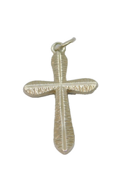 Sterling Silver Brushed Textured Cross Charm Pendant Vintage c1970