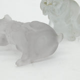 Czech Novelty Large Moulded Glass Bulldog Figurines Antique c1920 Art Deco