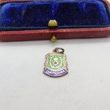 Sterling Silver and Enamel Hampshire Travel Shield Charm Pendant Vintage c1970