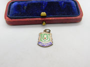 Sterling Silver and Enamel Hampshire Travel Shield Charm Pendant Vintage c1970
