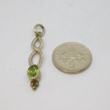 Sterling Silver Faceted Peridot Celtic Style Drop Charm Pendant Vintage c1970