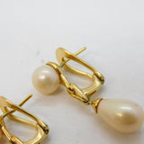Sterling Silver Gilt Cultured Pearl Set Drop Earrings Vintage c1990s