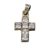 Sterling Silver Paste Set Cross Charm Pendant Vintage c1970s