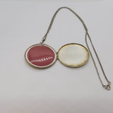 Sterling Silver Floral Round Locket Pendant Necklace Vintage 1976 Birmingham