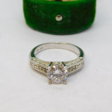 Sterling Silver Paste Set Engagement Ring Vintage c1970 Size Q UK