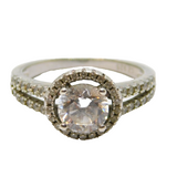 Sterling Silver Cubic Zirconia Set Dress Band Ring Vintage c1970 Size L