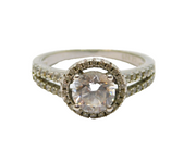 Sterling Silver Cubic Zirconia Set Dress Band Ring Vintage c1970 Size L