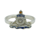 WWII-era Sterling Silver & Enamel Royal Artillery Dress Ring Antique c1940s