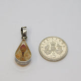 Sterling Silver Miniature Flowers Resin Peardrop Charm Pendant Vintage c1970