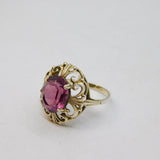 Sterling Silver Faceted Amethyst Fancy Setting Dress Ring Vintage c1970 Size P