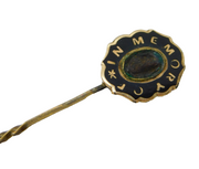George III 9ct Yellow Gold, Black Enamel 'In Memory Of' Stick Pin Antique c1820