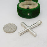 Sterling Silver Modernist Cross Charm Pendant Vintage c1970