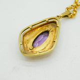 Amerikaner Gold Plated Amethyst Set Cable Link Pendant Necklace Vintage