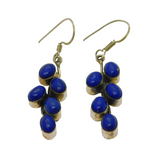 Pair of Sterling Silver Blue Hardstone Chunky Hook Drop Earrings Vintage c1970